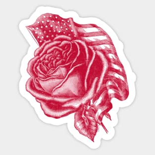 Red Rose with the United States flag Sticker